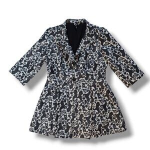 Ethyl Womens Button Down Jacket Pea Coat Black White Formal Dressy Size M